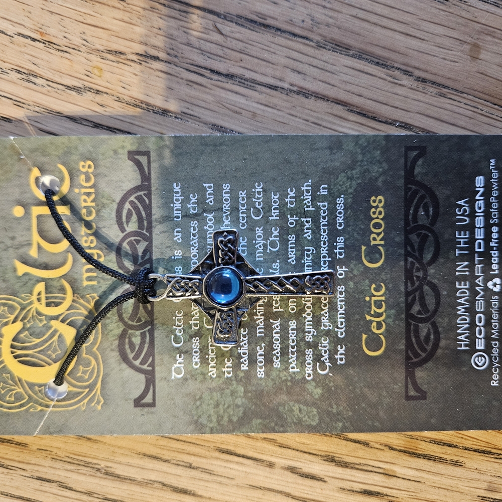 Celtic Cross Pendant with Blue Stone